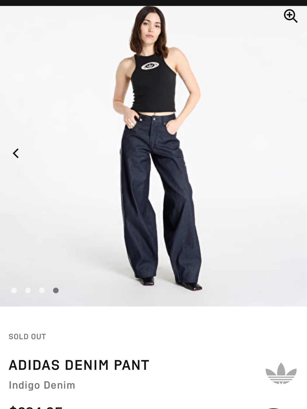 adidas Dark Indigo Wide-Leg Denim Pants 34 waist NWT
